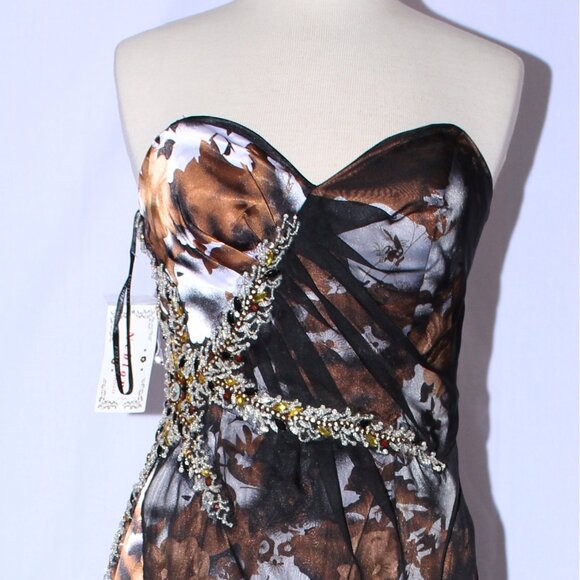 Neblon #5858 Camo-Like Print Satin Prom Gown-Size S-Brown Camp Print-NEW W/Tags - Picture 7 of 7